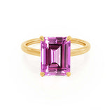 PARIS - Chatham® Emerald Pink Sapphire & Diamond 18k Yellow Gold Petite Hidden Halo