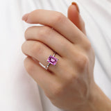 PARIS - Chatham® Emerald Pink Sapphire & Diamond 950 Platinum Petite Hidden Halo