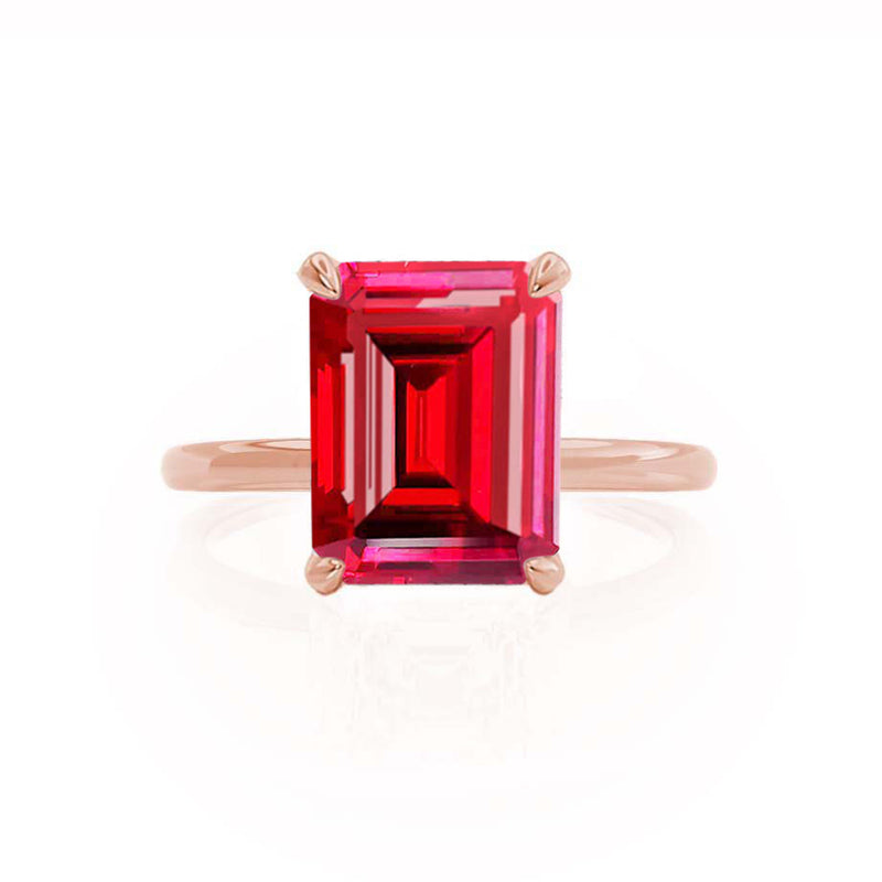 PARIS - Chatham® Emerald Ruby & Diamond 18k Rose Gold Petite Hidden Halo