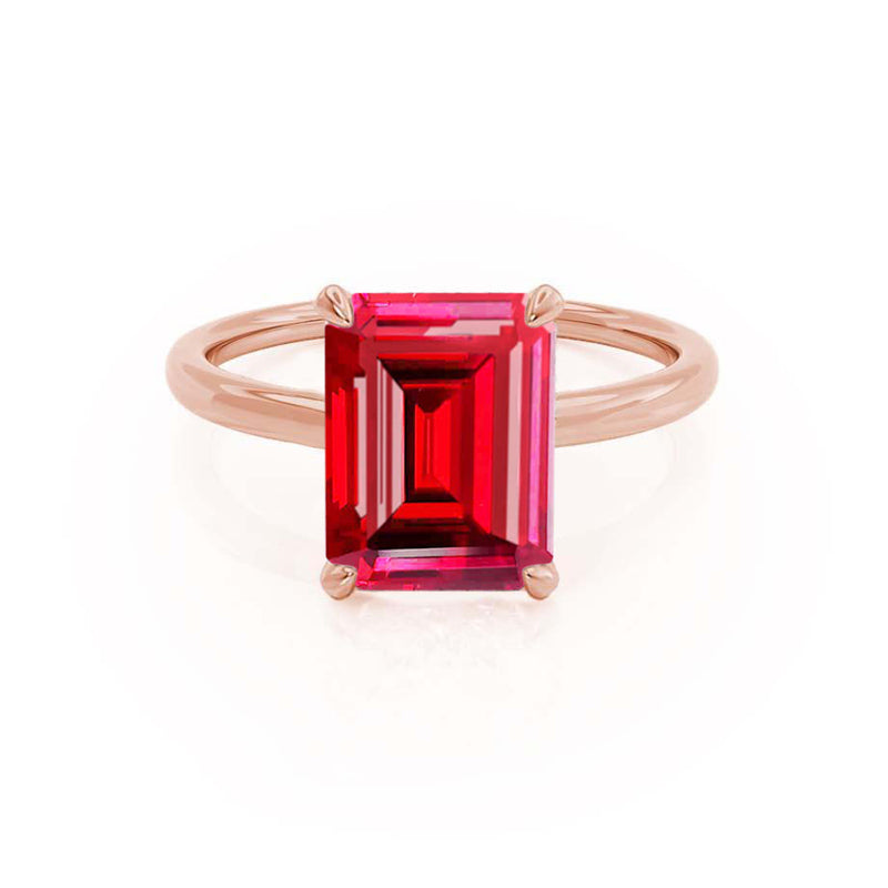 PARIS - Chatham® Emerald Ruby & Diamond 18k Rose Gold Petite Hidden Halo