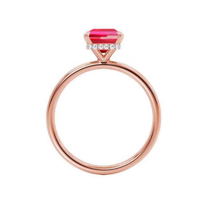 PARIS - Chatham® Emerald Ruby & Diamond 18k Rose Gold Petite Hidden Halo