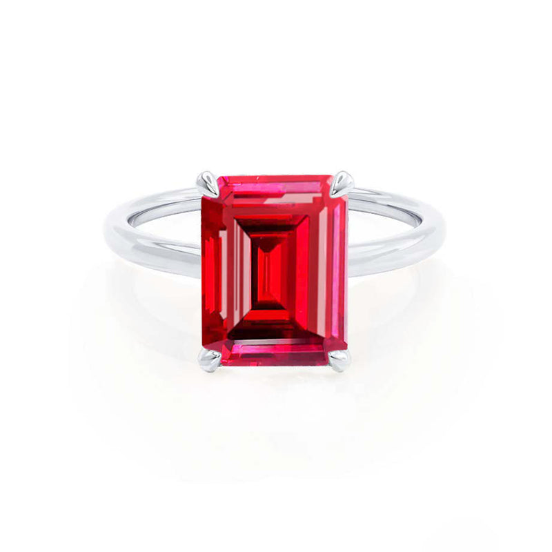 PARIS - Chatham® Emerald Ruby & Diamond 950 Platinum Petite Hidden Halo