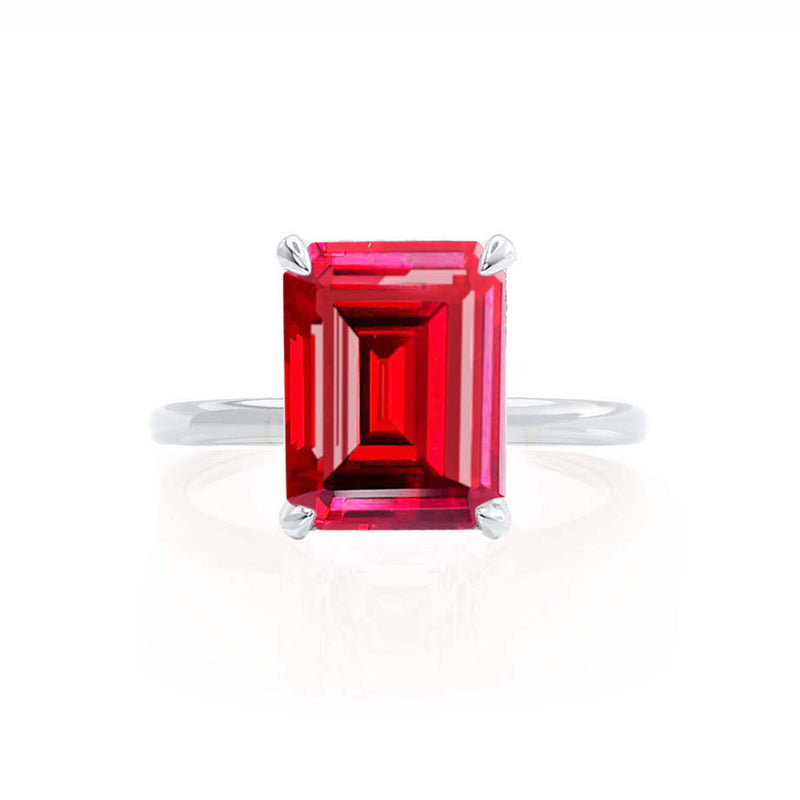 PARIS - Chatham® Emerald Ruby & Diamond 950 Platinum Petite Hidden Halo