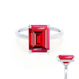 PARIS - Chatham® Emerald Ruby & Diamond 950 Platinum Petite Hidden Halo