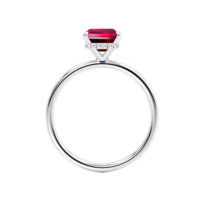 PARIS - Chatham® Emerald Ruby & Diamond 950 Platinum Petite Hidden Halo