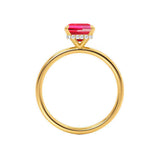 PARIS - Chatham® Emerald Ruby & Diamond 18k Yellow Gold Petite Hidden Halo