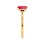 PARIS - Chatham® Emerald Ruby & Diamond 18k Yellow Gold Petite Hidden Halo