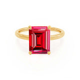 PARIS - Chatham® Emerald Ruby & Diamond 18k Yellow Gold Petite Hidden Halo