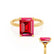PARIS - Emerald Ruby & Diamond 18k Yellow Gold Petite Hidden Halo