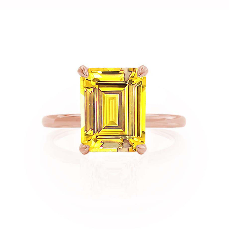 PARIS - Chatham® Emerald Yellow Sapphire & Diamond 18k Rose Gold Petite Hidden Halo