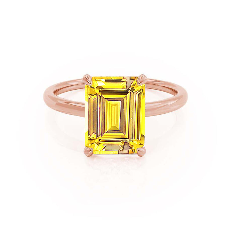 PARIS - Chatham® Emerald Yellow Sapphire & Diamond 18k Rose Gold Petite Hidden Halo