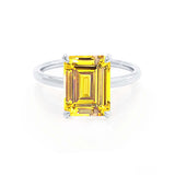 PARIS - Chatham® Emerald Yellow Sapphire & Diamond 18k White Gold Petite Hidden Halo