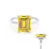 PARIS - Chatham® Emerald Yellow Sapphire & Diamond 18k White Gold Petite Hidden Halo