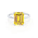 PARIS - Emerald Yellow Sapphire & Diamond 18k White Gold Petite Hidden Halo