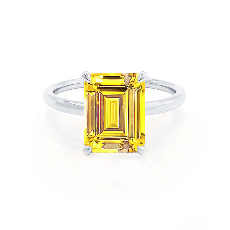 PARIS - Chatham® Emerald Yellow Sapphire & Diamond 18k White Gold Petite Hidden Halo