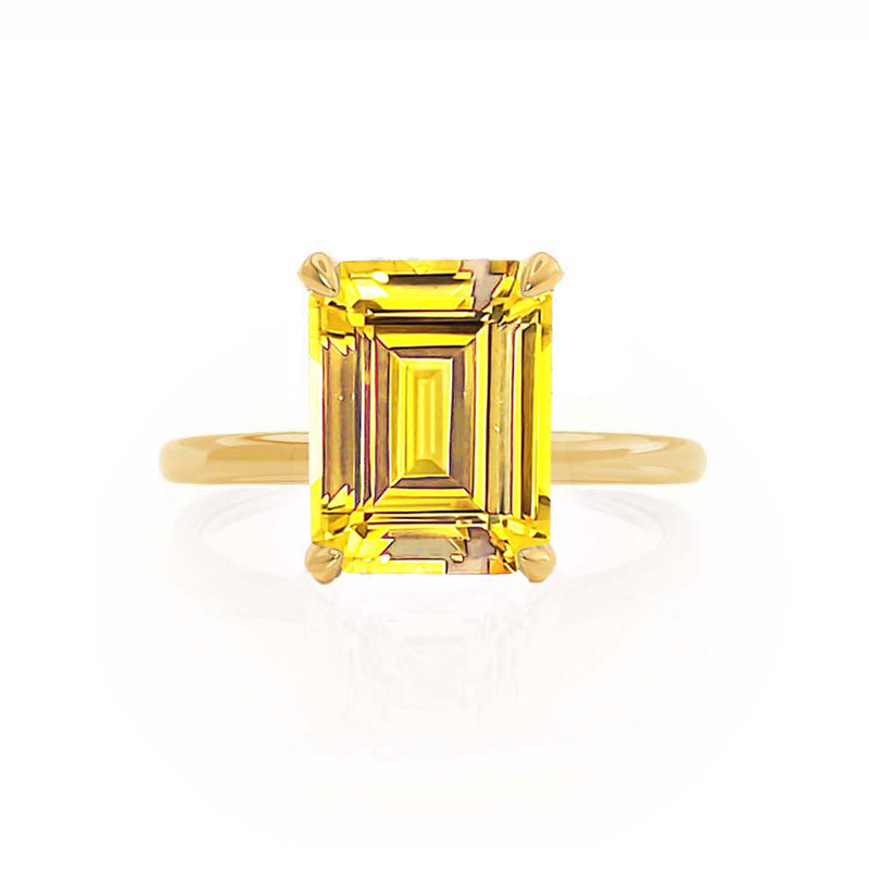 PARIS - Chatham® Emerald Yellow Sapphire & Diamond 18k Yellow Gold Petite Hidden Halo