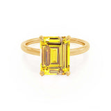 PARIS - Chatham® Emerald Yellow Sapphire & Diamond 18k Yellow Gold Petite Hidden Halo