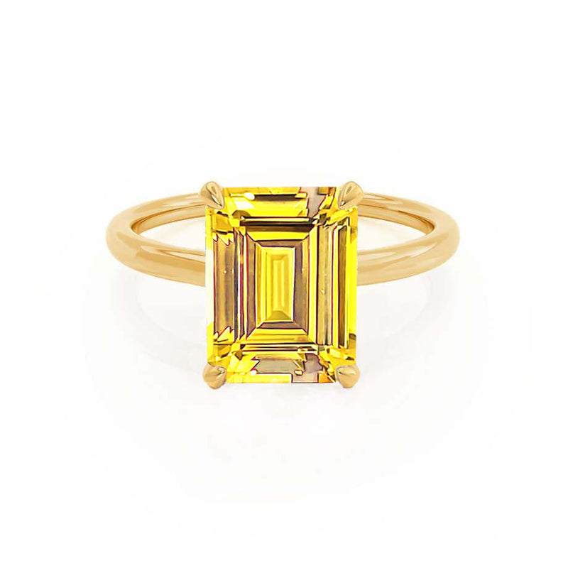 PARIS - Chatham® Emerald Yellow Sapphire & Diamond 18k Yellow Gold Petite Hidden Halo