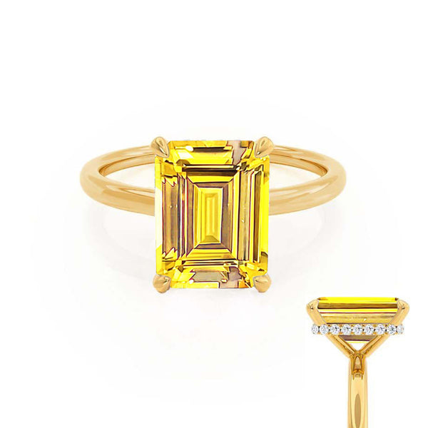 PARIS - Chatham® Emerald Yellow Sapphire & Diamond 18k Yellow Gold Petite Hidden Halo