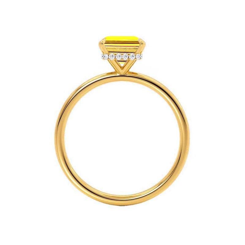 PARIS - Chatham® Emerald Yellow Sapphire & Diamond 18k Yellow Gold Petite Hidden Halo