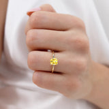 PARIS - Chatham® Cushion Yellow Sapphire & Diamond 18k Yellow Gold Petite Hidden Halo