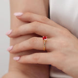 PARIS - Chatham® Cushion Ruby & Diamond 18k Yellow Gold Petite Hidden Halo