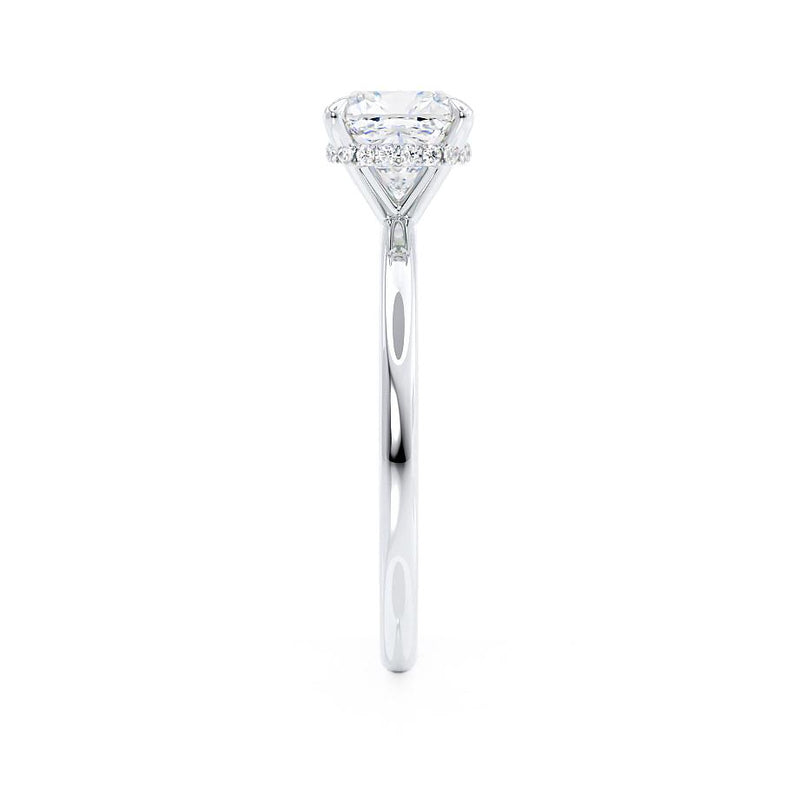 PARIS - Cushion Natural Diamond Platinum Hidden Halo Engagement Ring Lily Arkwright