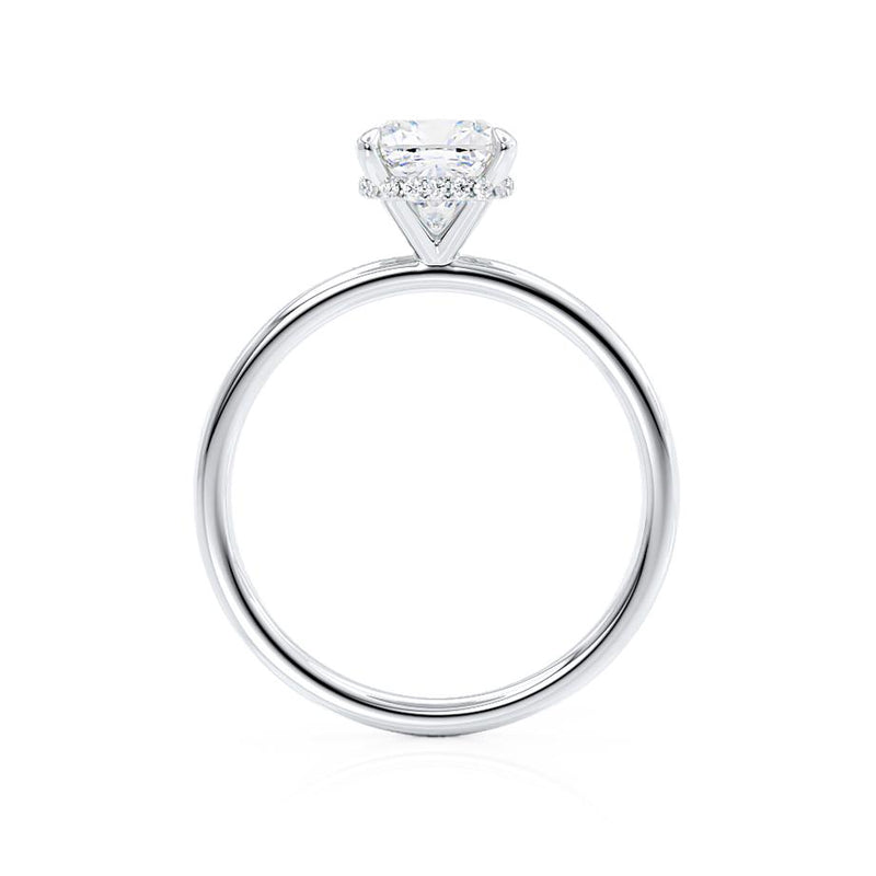 PARIS - Cushion Natural Diamond Platinum Hidden Halo Engagement Ring Lily Arkwright