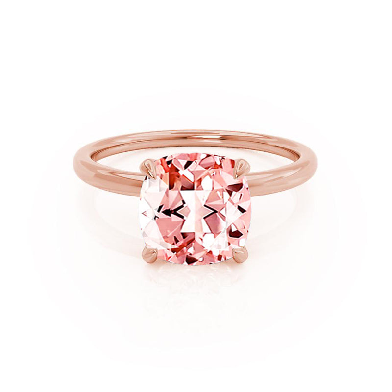 PARIS - Chatham® Cushion Champagne Sapphire & Diamond 18k Rose Gold Petite Hidden Halo