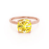 PARIS - Chatham® Cushion Yellow Sapphire & Diamond 18k Rose Gold Petite Hidden Halo