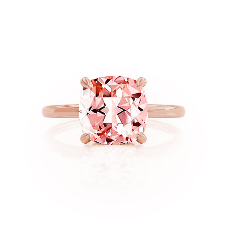 PARIS - Chatham® Cushion Champagne Sapphire & Diamond 18k Rose Gold Petite Hidden Halo