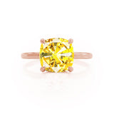 PARIS - Chatham® Cushion Yellow Sapphire & Diamond 18k Rose Gold Petite Hidden Halo