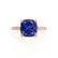 PARIS - Cushion Blue Sapphire & Diamond 18k Rose Gold Petite Hidden Halo
