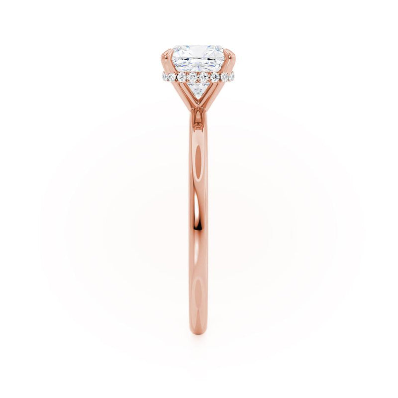 PARIS - Cushion Natural Diamond 18k Rose Gold Hidden Halo Engagement Ring Lily Arkwright