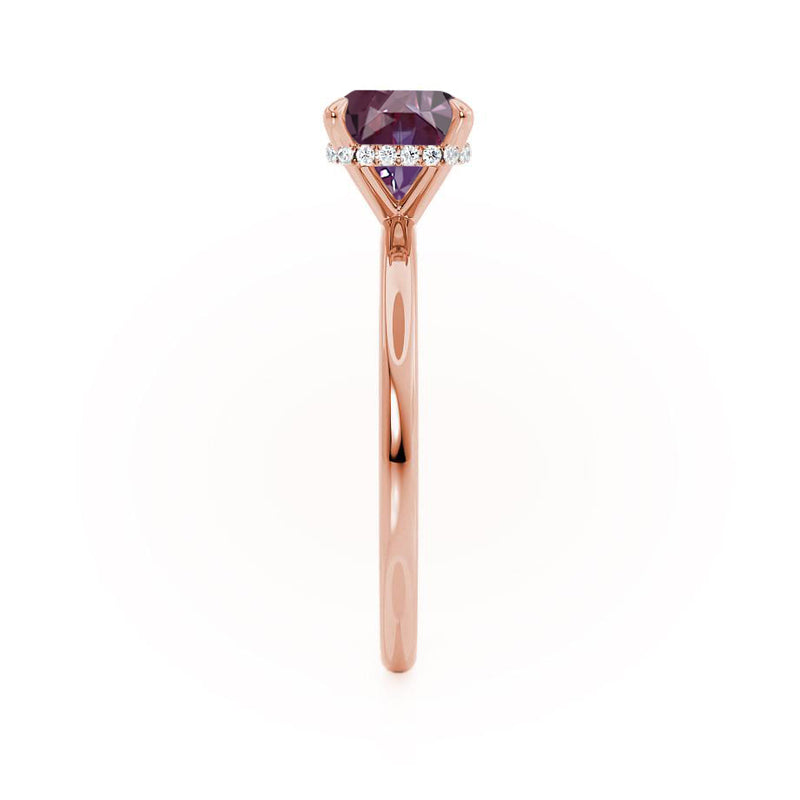 PARIS - Chatham® Cushion Alexandrite & Diamond 18k Rose Gold Petite Hidden Halo