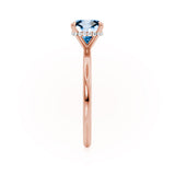 PARIS - Chatham® Cushion Aqua Spinel & Diamond 18k Rose Gold Petite Hidden Halo