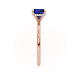 PARIS - Chatham® Cushion Blue Sapphire & Diamond 18k Rose Gold Petite Hidden Halo