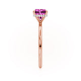 PARIS - Chatham® Cushion Pink Sapphire & Diamond 18k Rose Gold Petite Hidden Halo