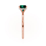 PARIS - Chatham® Cushion Emerald & Diamond 18k Rose Gold Petite Hidden Halo