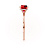 PARIS - Chatham® Cushion Ruby & Diamond 18k Rose Gold Petite Hidden Halo