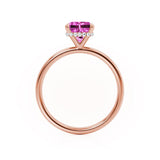 PARIS - Chatham® Cushion Pink Sapphire & Diamond 18k Rose Gold Petite Hidden Halo