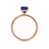 PARIS - Chatham® Cushion Blue Sapphire & Diamond 18k Rose Gold Petite Hidden Halo