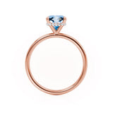 PARIS - Chatham® Cushion Aqua Spinel & Diamond 18k Rose Gold Petite Hidden Halo