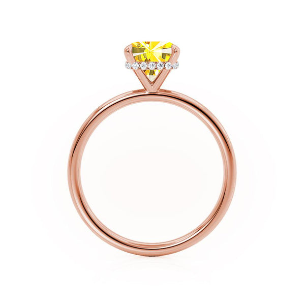 PARIS - Chatham® Cushion Yellow Sapphire & Diamond 18k Rose Gold Petite Hidden Halo