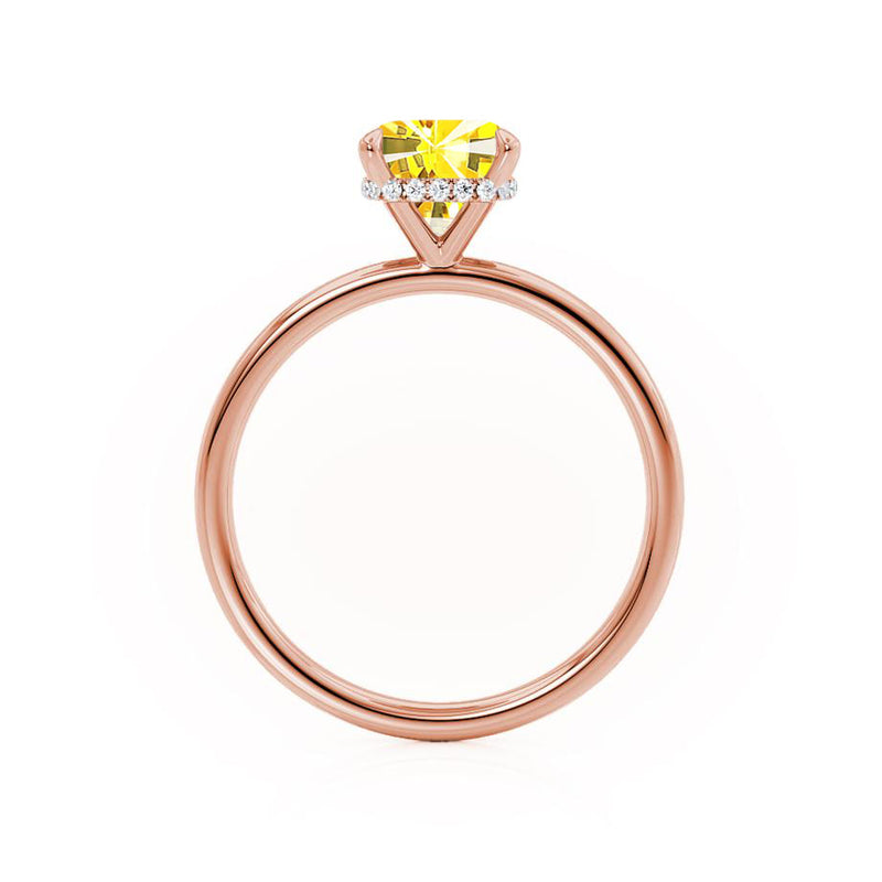 PARIS - Chatham® Cushion Yellow Sapphire & Diamond 18k Rose Gold Petite Hidden Halo