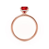 PARIS - Chatham® Cushion Ruby & Diamond 18k Rose Gold Petite Hidden Halo