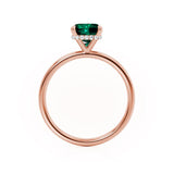 PARIS - Chatham® Cushion Emerald & Diamond 18k Rose Gold Petite Hidden Halo