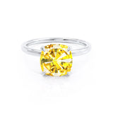 PARIS - Chatham® Cushion Yellow Sapphire & Diamond 950 Platinum Petite Hidden Halo