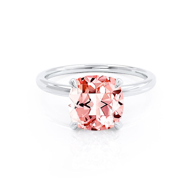 PARIS - Chatham® Cushion Champagne Sapphire & Diamond 950 Platinum Petite Hidden Halo