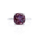PARIS - Chatham® Cushion Alexandrite & Diamond 18k White Gold Petite Hidden Halo